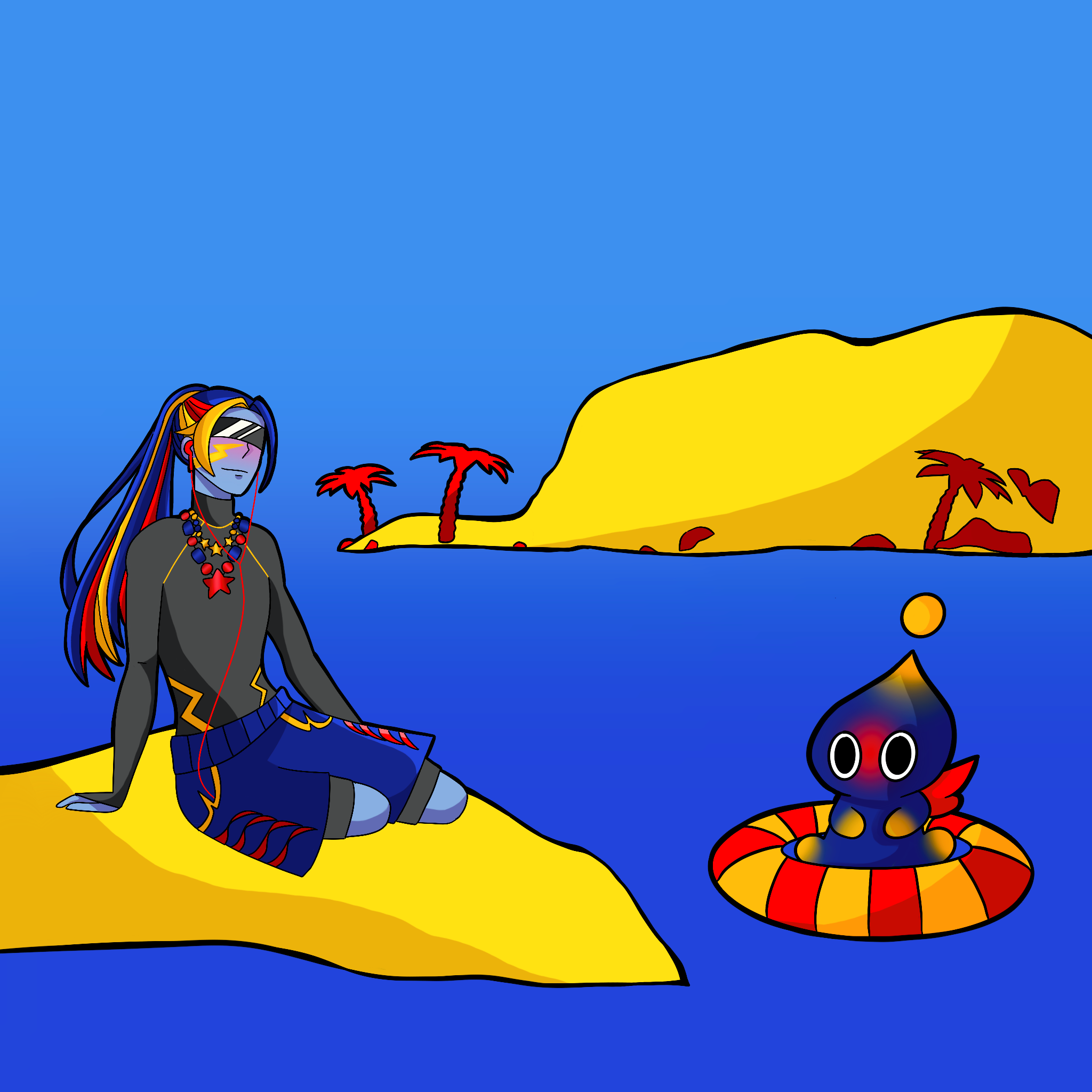 Illustration surfeuse électrique - plage
